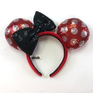 Disney Minnie Mouse ears headband black puff sequin satin velvet Disneybound